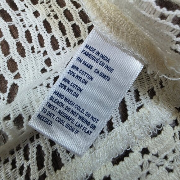 American Eagle Outfitters Cream Lace Open-Front Kimono Cardigan with Fringe - Picture 7 of 7